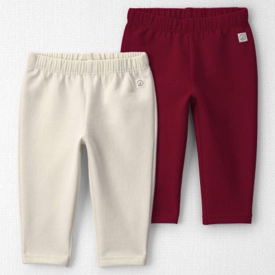 Baby Girl 2-Pack Fleece Leggings Made with Organic Cotton