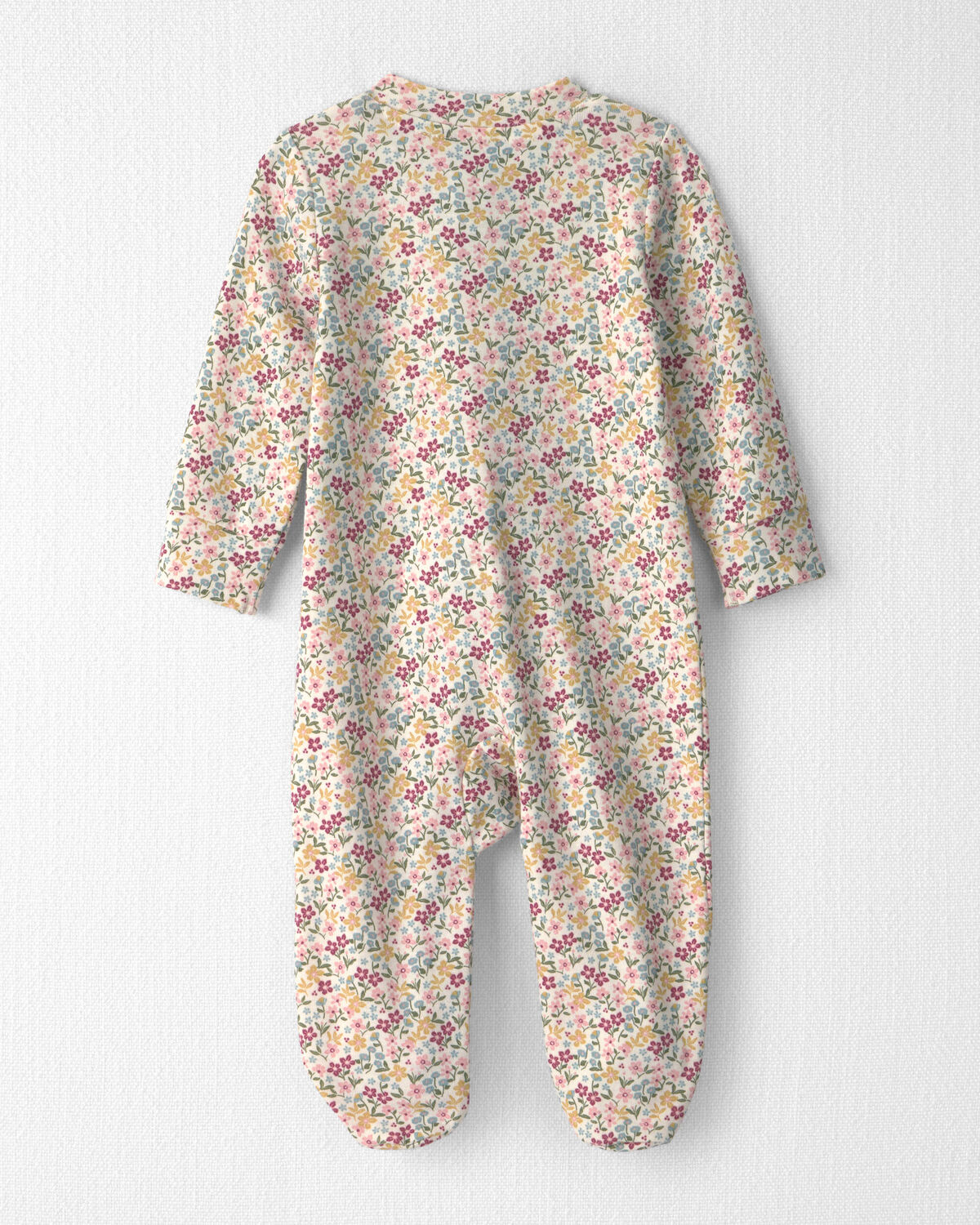 Baby Girl Organic Cotton Sleep & Play Pajamas in Floral - Image 2