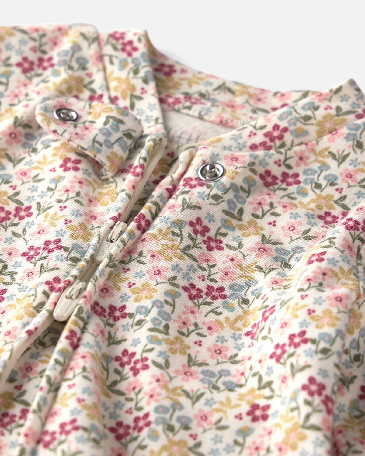 Baby Girl Organic Cotton Sleep & Play Pajamas in Floral - Image 3