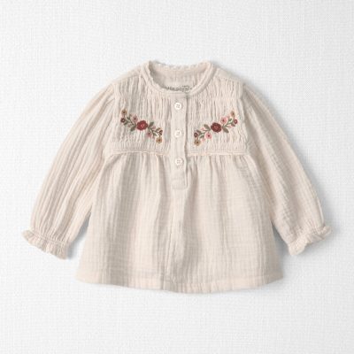 Baby Girl Organic Cotton Embroidered Gauze Top