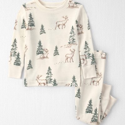 Baby 2-Piece Organic Cotton Pajamas in Reindeer Forest