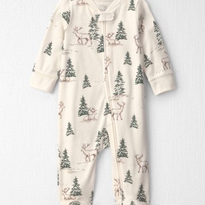 Baby Organic Cotton Sleep & Play Pajamas in Reindeer Forest