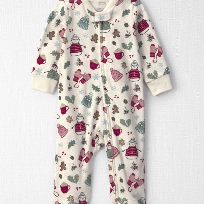 Baby Girl Organic Cotton Sleep & Play Pajamas in Winter Wonderland