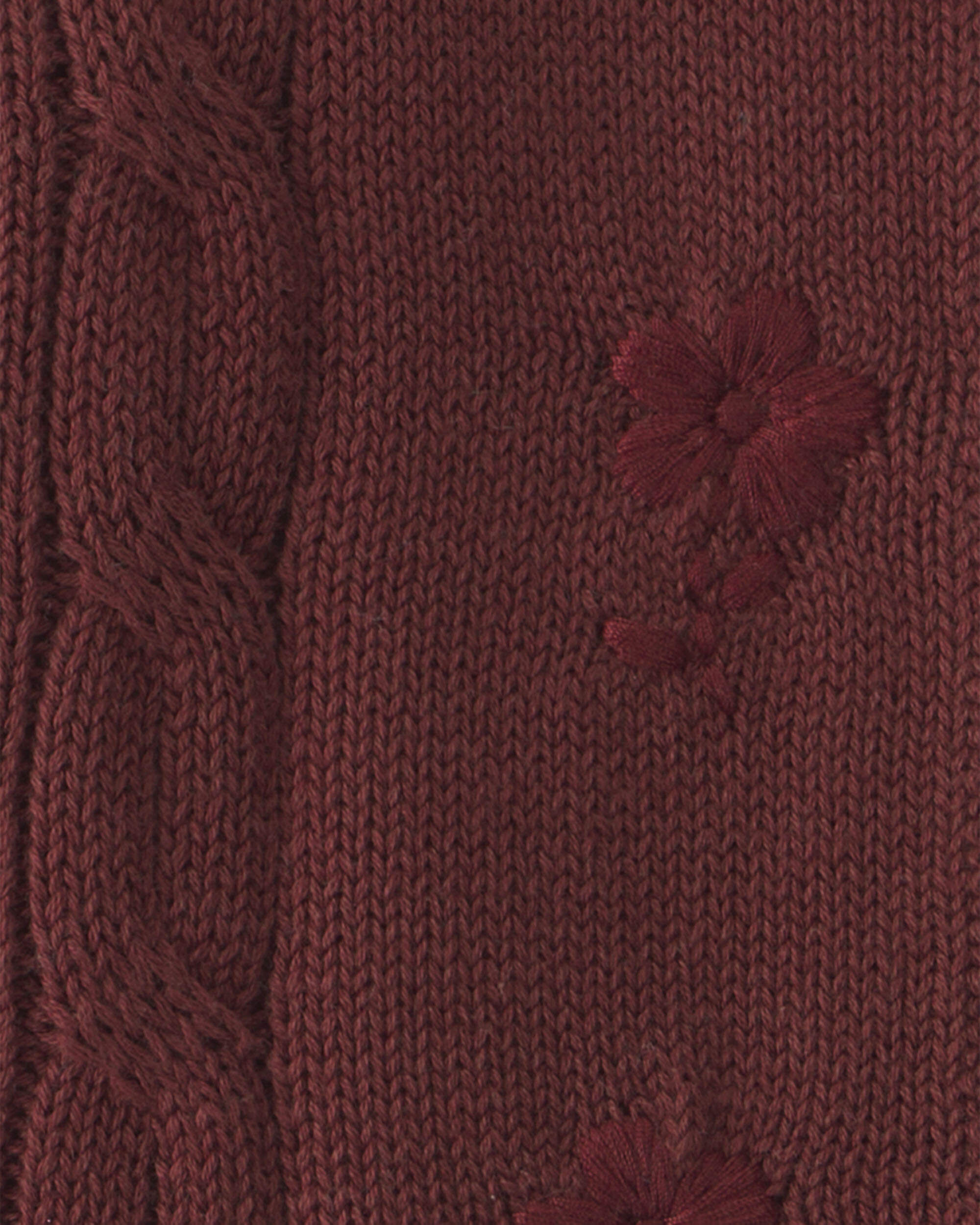 Baby Girl Organic Cotton Sweater Knit Embroidered Cardigan - Image 4