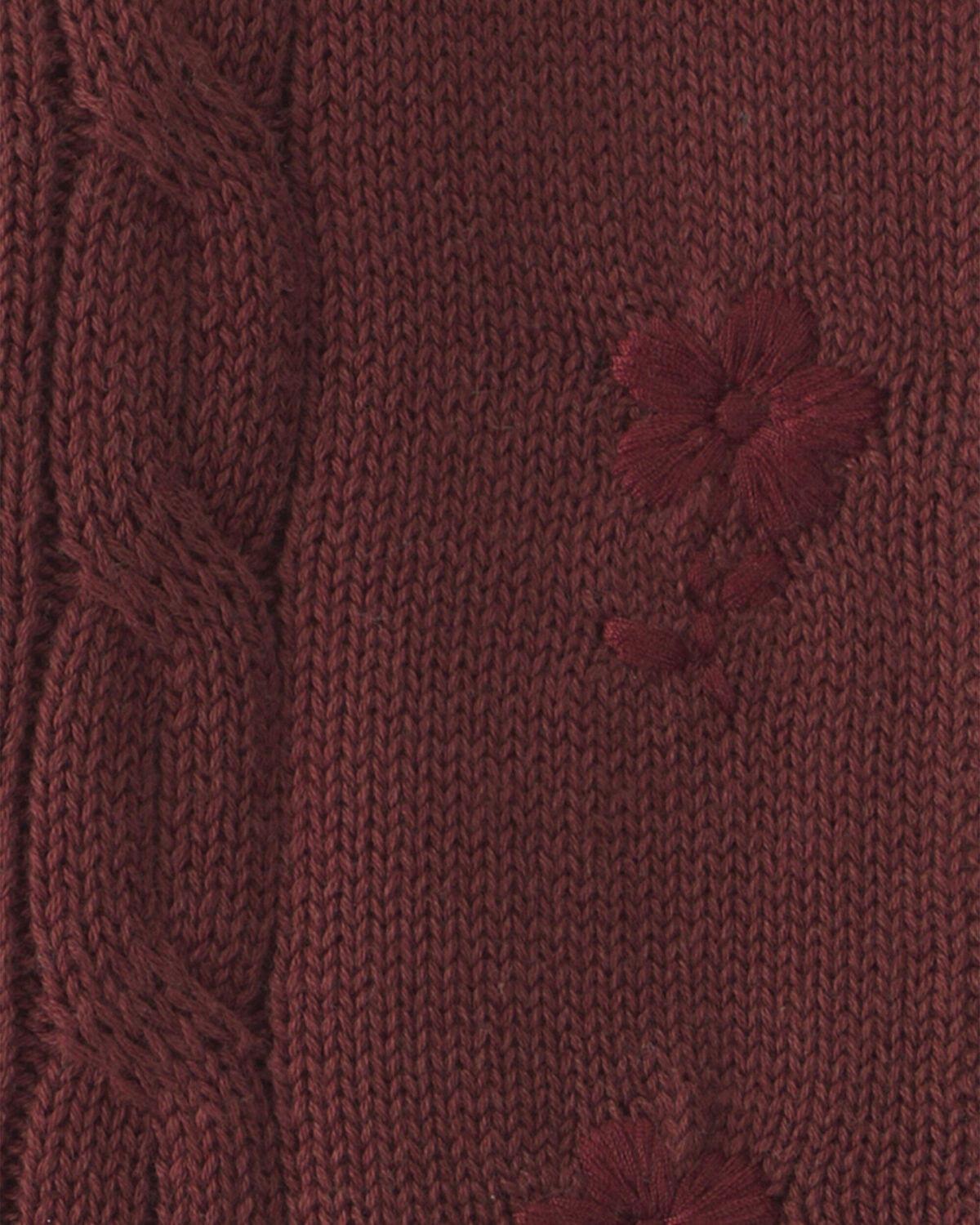 Baby Girl Organic Cotton Sweater Knit Embroidered Cardigan - Image 3