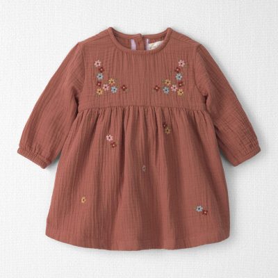 Baby Girl Organic Cotton Embroidered Gauze Dress
