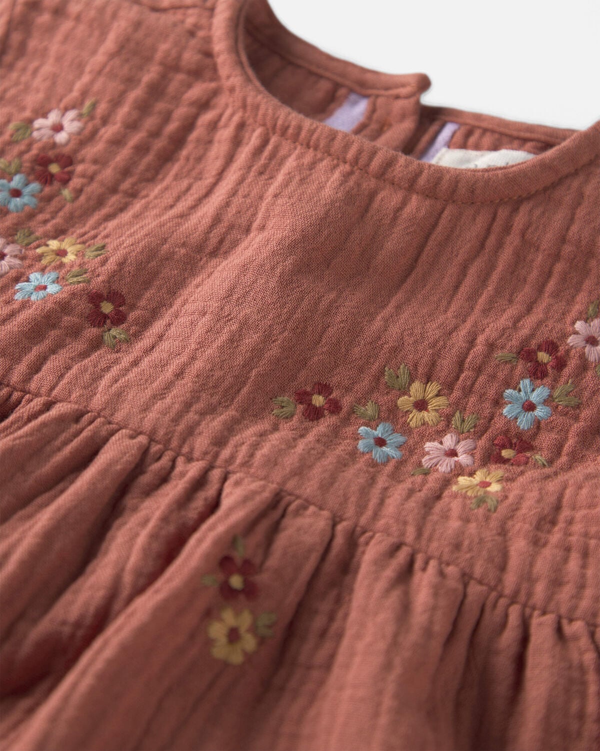 Baby Girl Organic Cotton Embroidered Gauze Dress - Image 4