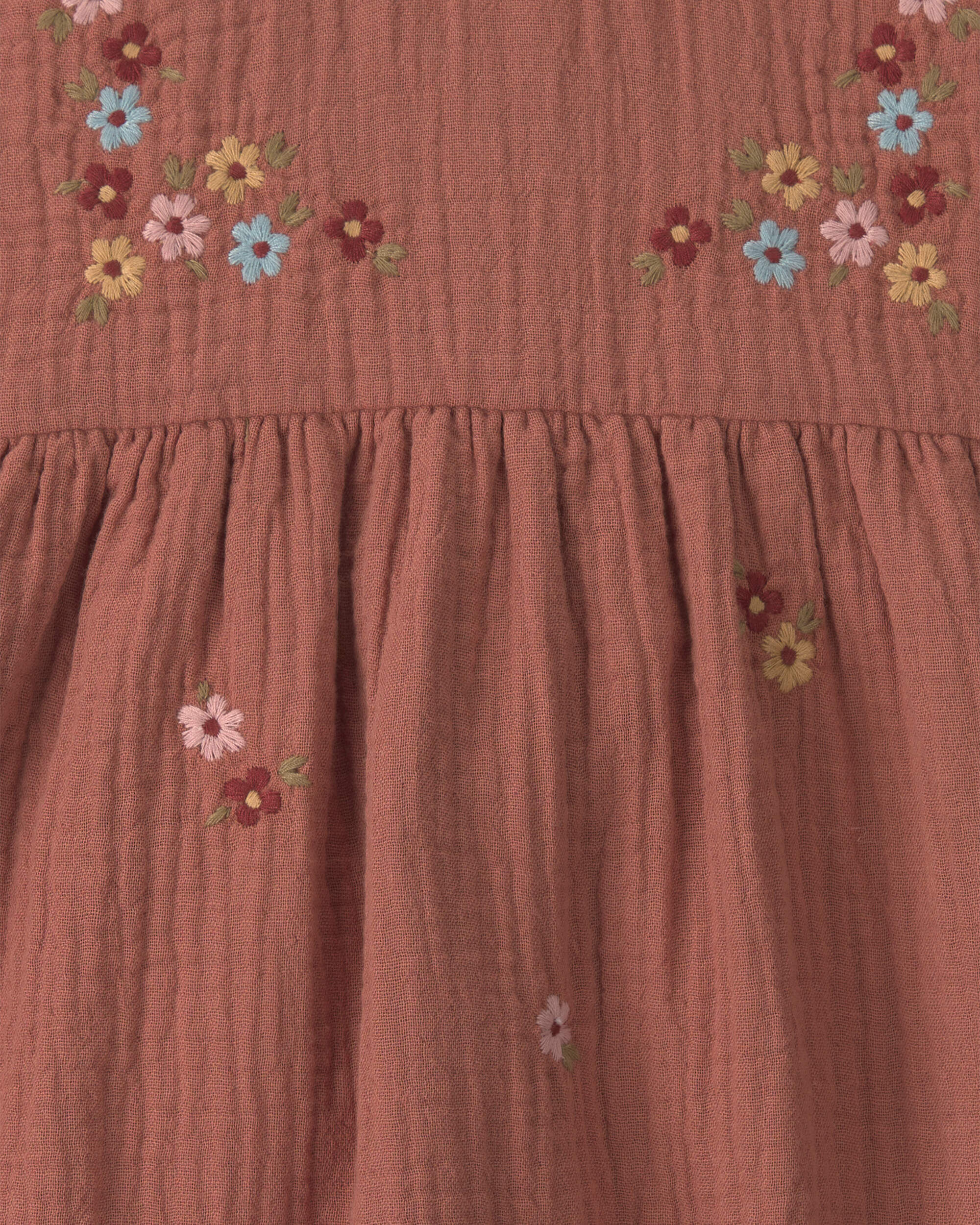 Baby Girl Organic Cotton Embroidered Gauze Dress - Image 6