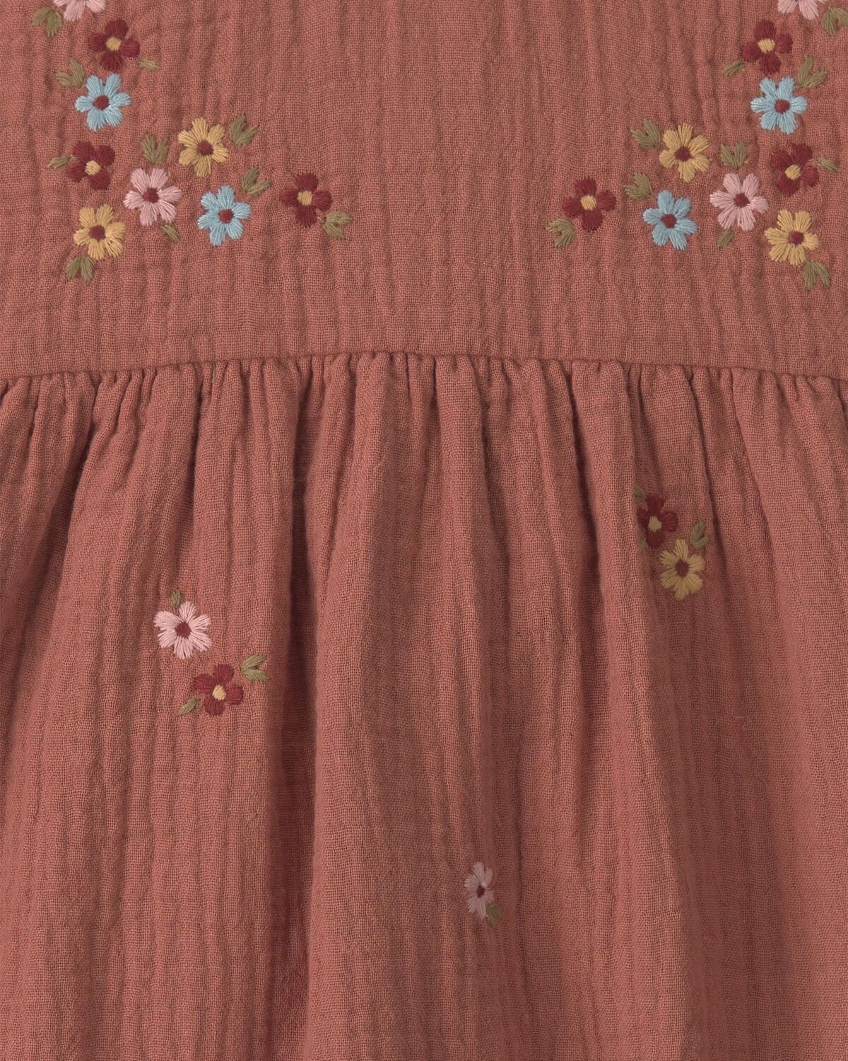 Baby Girl Organic Cotton Embroidered Gauze Dress - Image 5