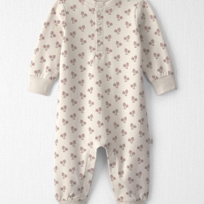 Baby Girl Organic Cotton French Terry Jumpsuit in Floral