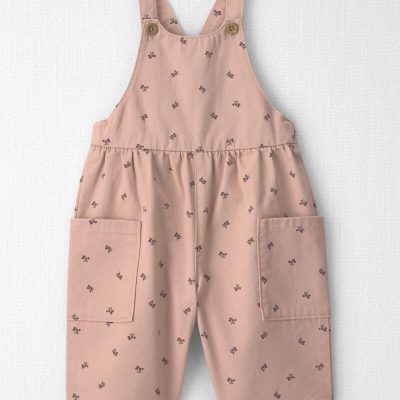 Baby Girl Organic Cotton Twill Wide Leg Overalls