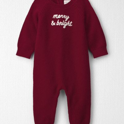 Baby Organic Cotton 'Merry & Bright' Sweater Knit Jumpsuit