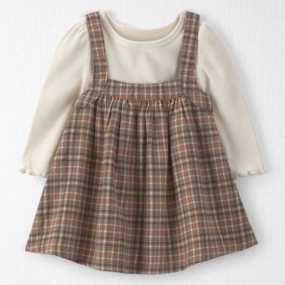 Baby Girl 2-Piece Organic Cotton Plaid Jumper Set