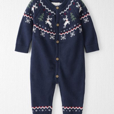 Baby Organic Cotton Fair Isle Sweater Knit Jumpsuit