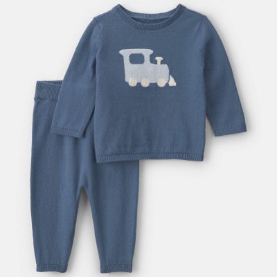 Baby Boy 2-Piece Train Long-Sleeve Top & Pant Set - Blue