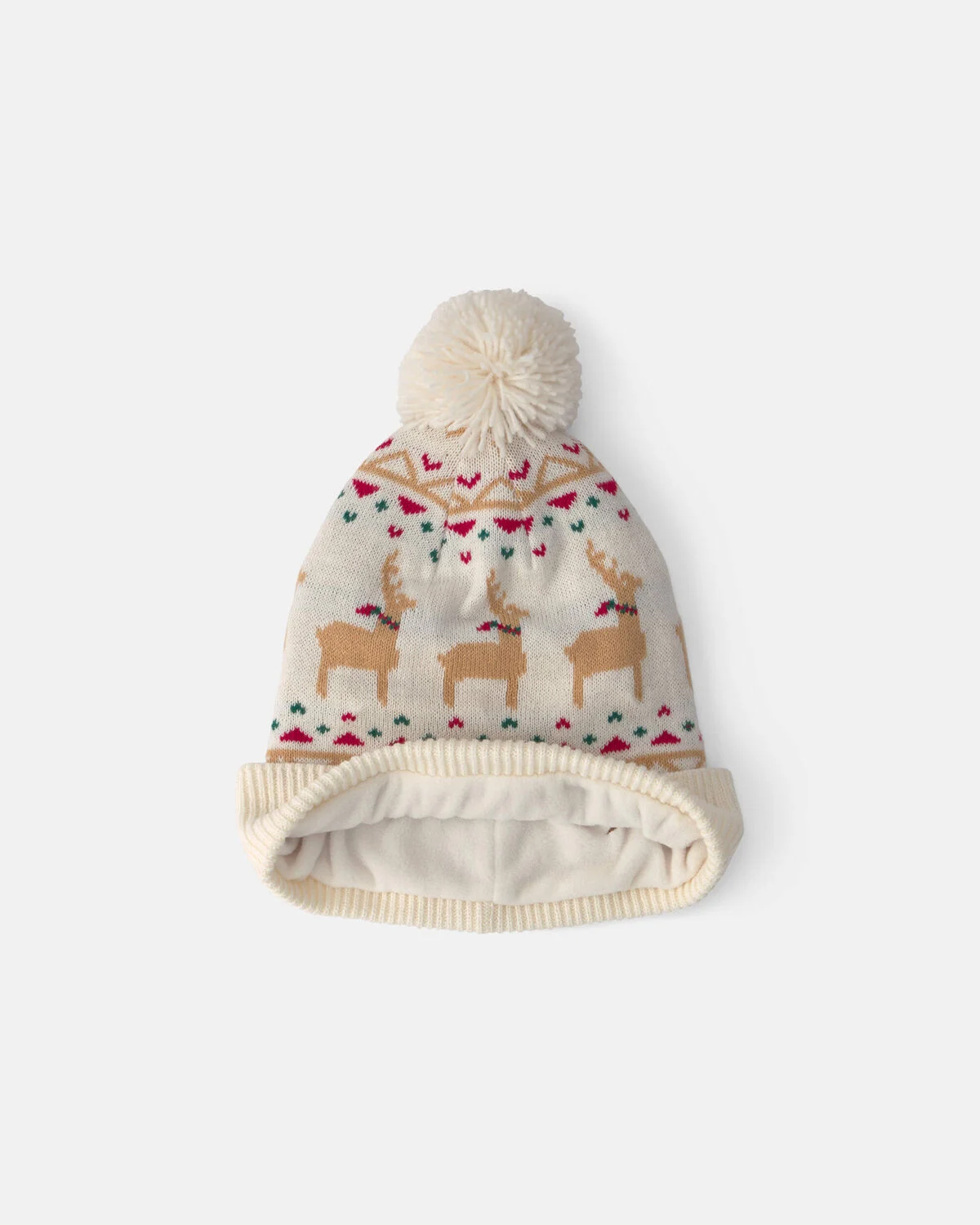 Baby 2-Piece Fair Isle Christmas Beanie & Glove Set - Cream - Image 2