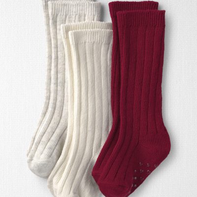 Baby Girl 3-Pack No-Slip Knee-High Socks Made with Organic Cotton