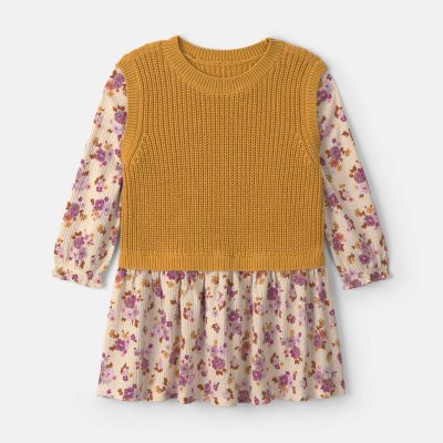 Baby Girl 2-Piece Floral Long-Sleeve Dress Set