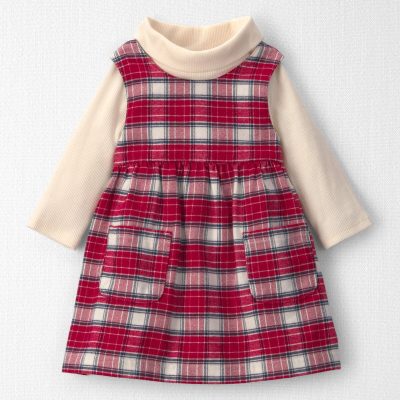 Baby Girl 2-Piece Organic Cotton Flannel Jumper Set