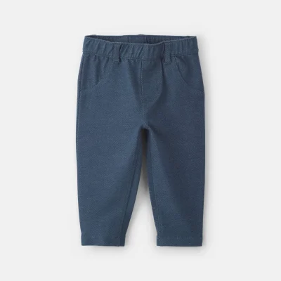 Baby Girl Knit Chambray Pants - Indigo