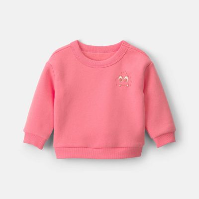 Baby Girl Monster Fleece Pullover Sweatshirt - Pink