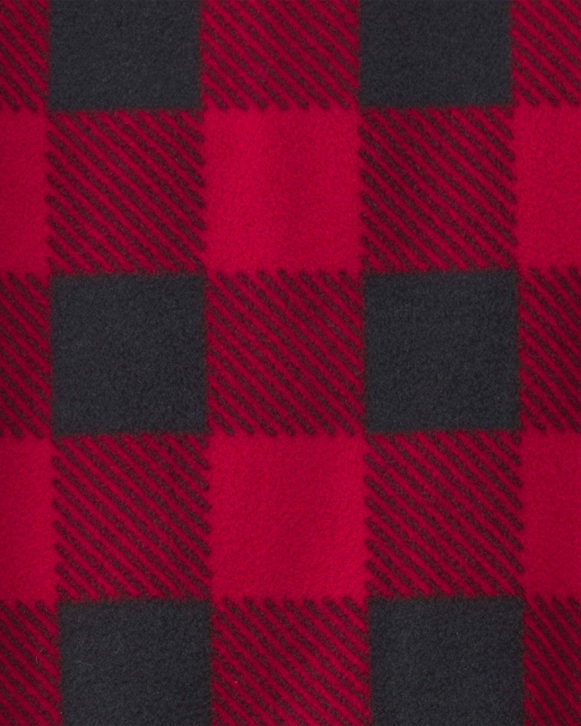 Baby Buffalo Check Fleece 2-Way Zip Sleep & Play Pajamas - Red/Black - Image 6