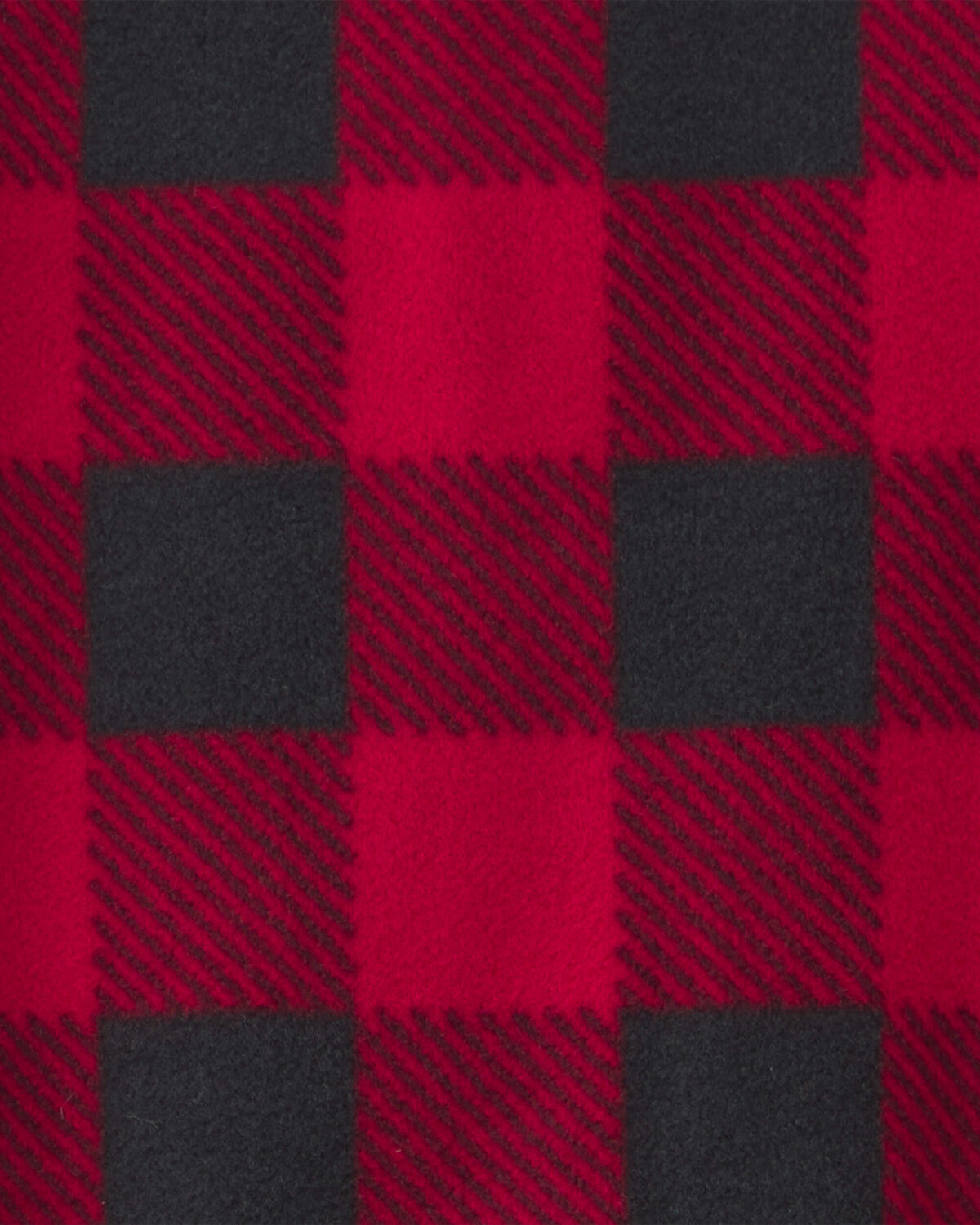 Baby Buffalo Check Fleece 2-Way Zip Sleep & Play Pajamas - Red/Black - Image 2