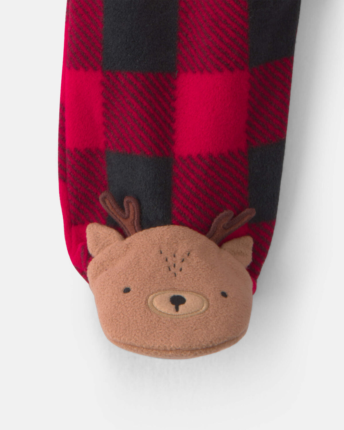 Baby Buffalo Check Fleece 2-Way Zip Sleep & Play Pajamas - Red/Black - Image 3