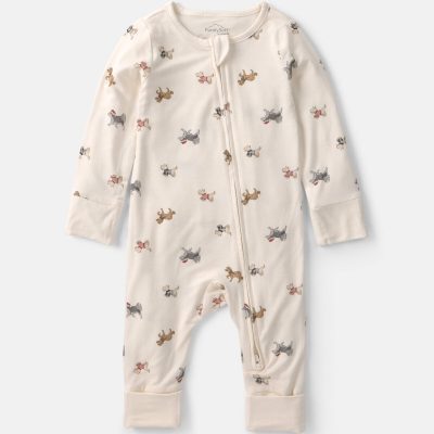 Baby Dog PurelySoft™ 2-Way Zip Sleep & Play Pajamas - Cream