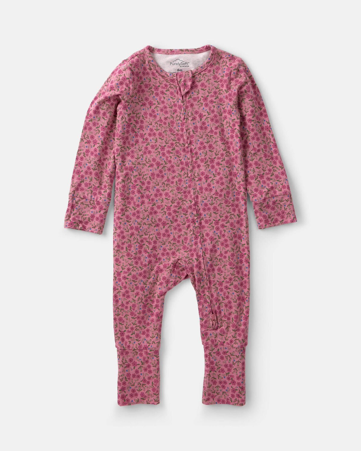 Baby Girl Floral PurelySoft™ 2-Way Zip Sleep & Play Pajamas - Pink - Image 2