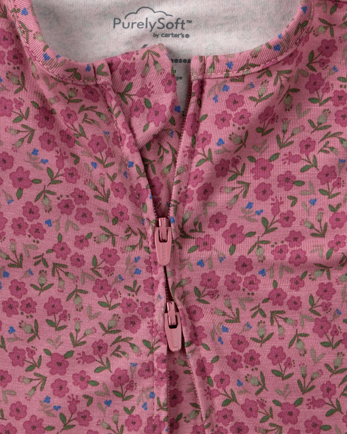 Baby Girl Floral PurelySoft™ 2-Way Zip Sleep & Play Pajamas - Pink - Image 5