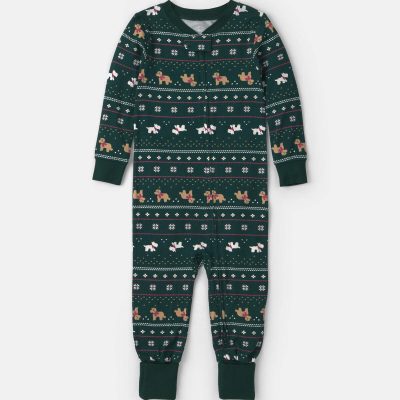 Baby 1-Piece Fair Isle Christmas PurelySoft™ Snug Fit Pajama - Green