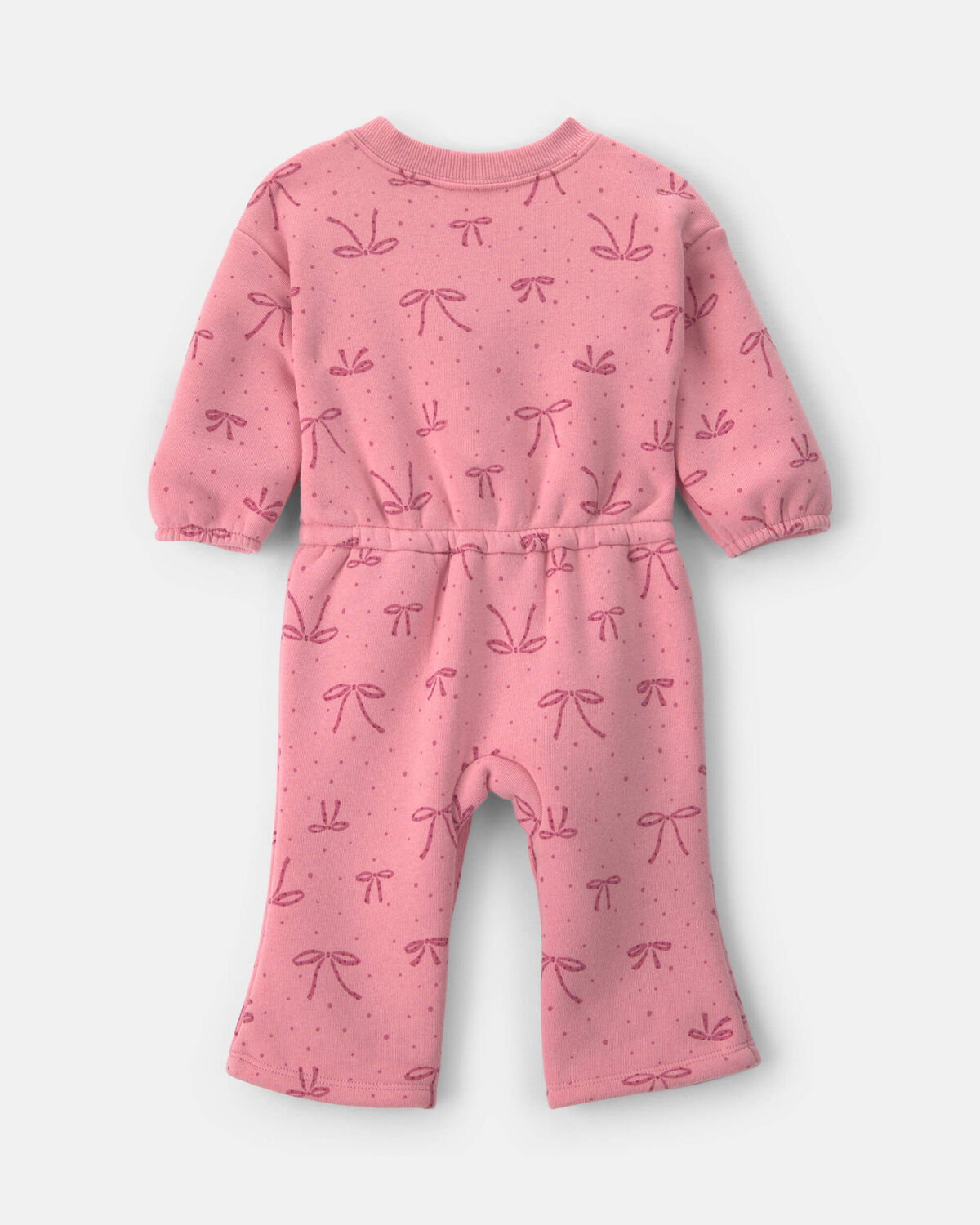 Baby Girl Bow Fleece Long-Sleeve Jumpsuit - Pink - Image 2
