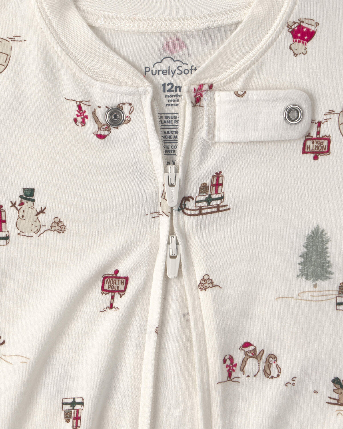 Baby 1-Piece North Pole Christmas PurelySoft™ Snug Fit Pajama - Cream - Image 5