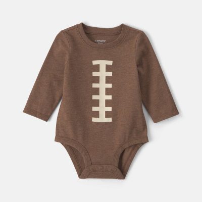 Baby Boy Football Long-Sleeve Graphic Bodysuit - Brown