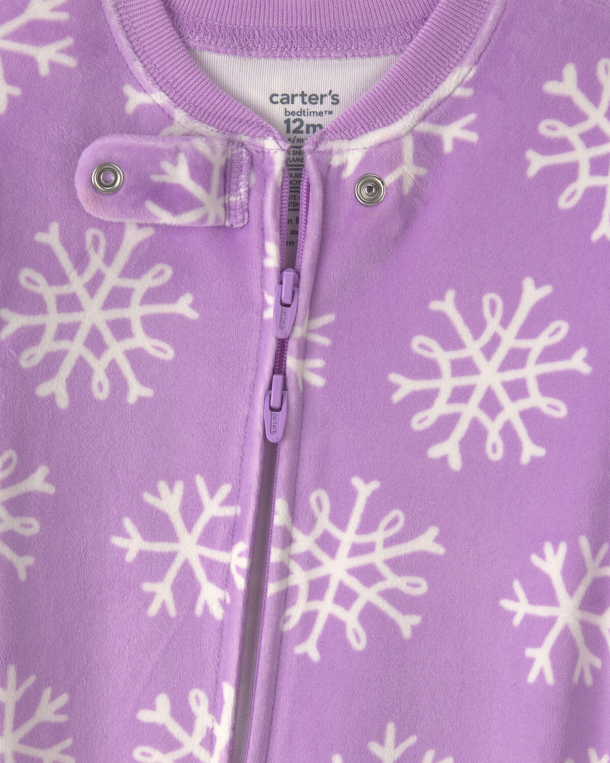 Baby Girl 1-Piece Penguin 2-Way Zip DreamPlush Snug Fit Footed Pajama - Purple - Image 3