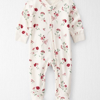 Baby Girl Organic Cotton Sleep & Play Pajamas in Rosethorn Hollow