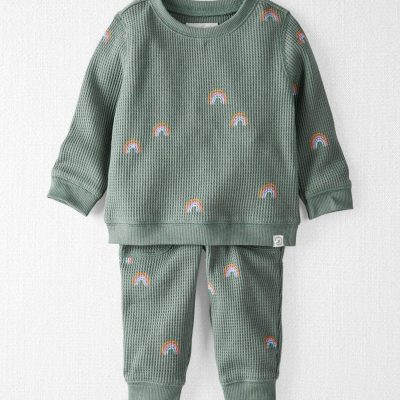 Baby 2-Piece Organic Cotton Waffle Knit Top & Pant Set