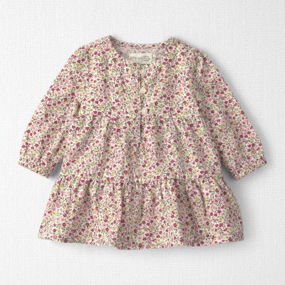 Baby Girl Organic Cotton Dobby Dress in Floral