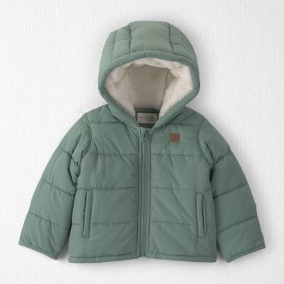 Baby Recycled Teddy Fleece Hooded Puffer Jacket