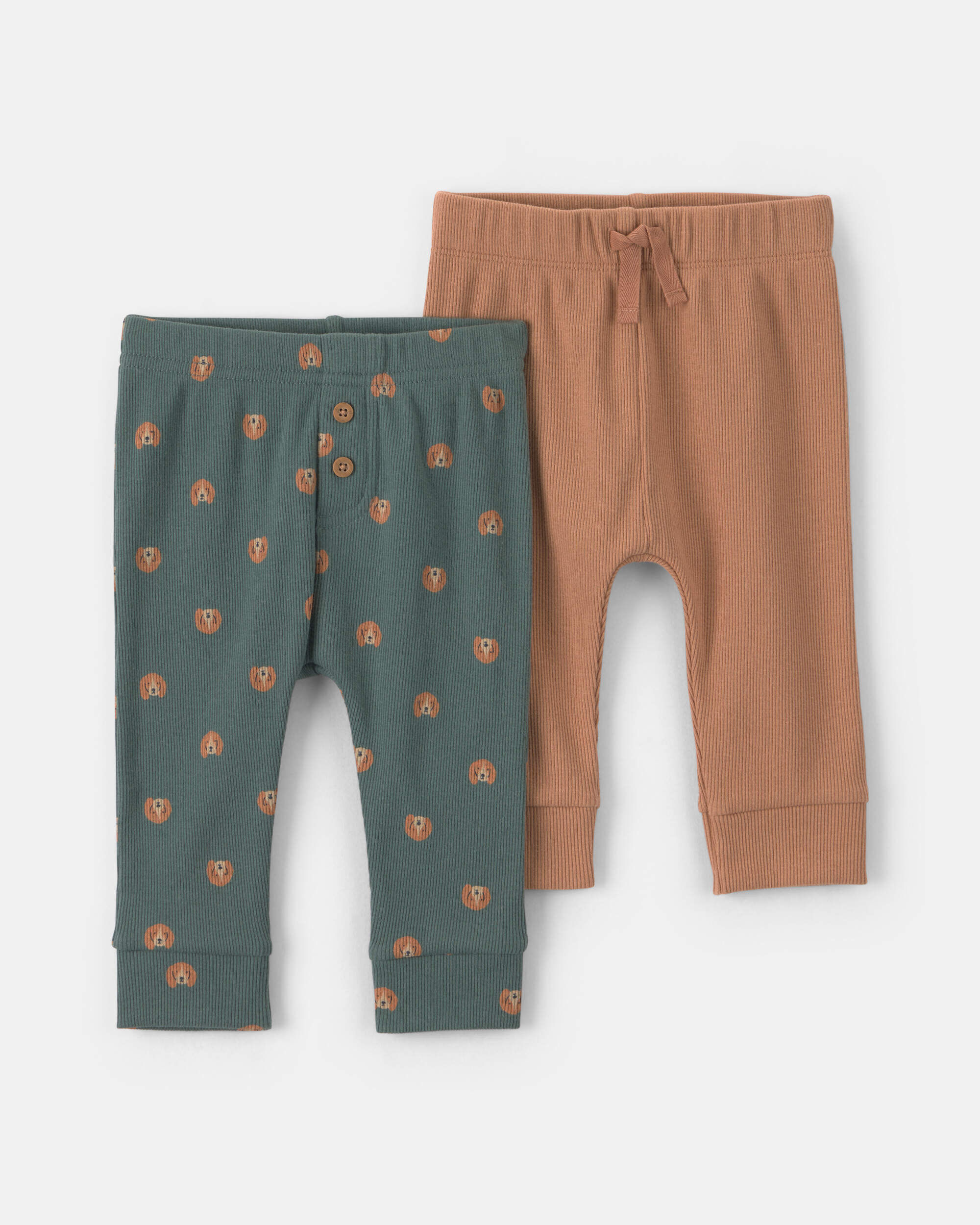 Baby Boy 2-Pack Dog Striped Pull-On Pants - Brown/Green - Image 5