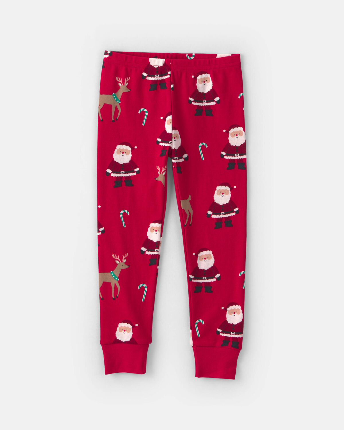Baby 2-Piece Beige Santa Christmas 100% Cotton Snug Fit Pajama Set - Red - Image 3