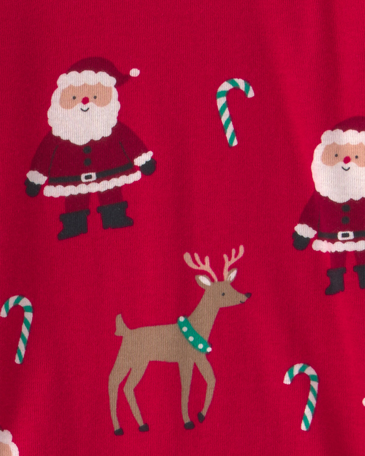 Baby 2-Piece Beige Santa Christmas 100% Cotton Snug Fit Pajama Set - Red - Image 2