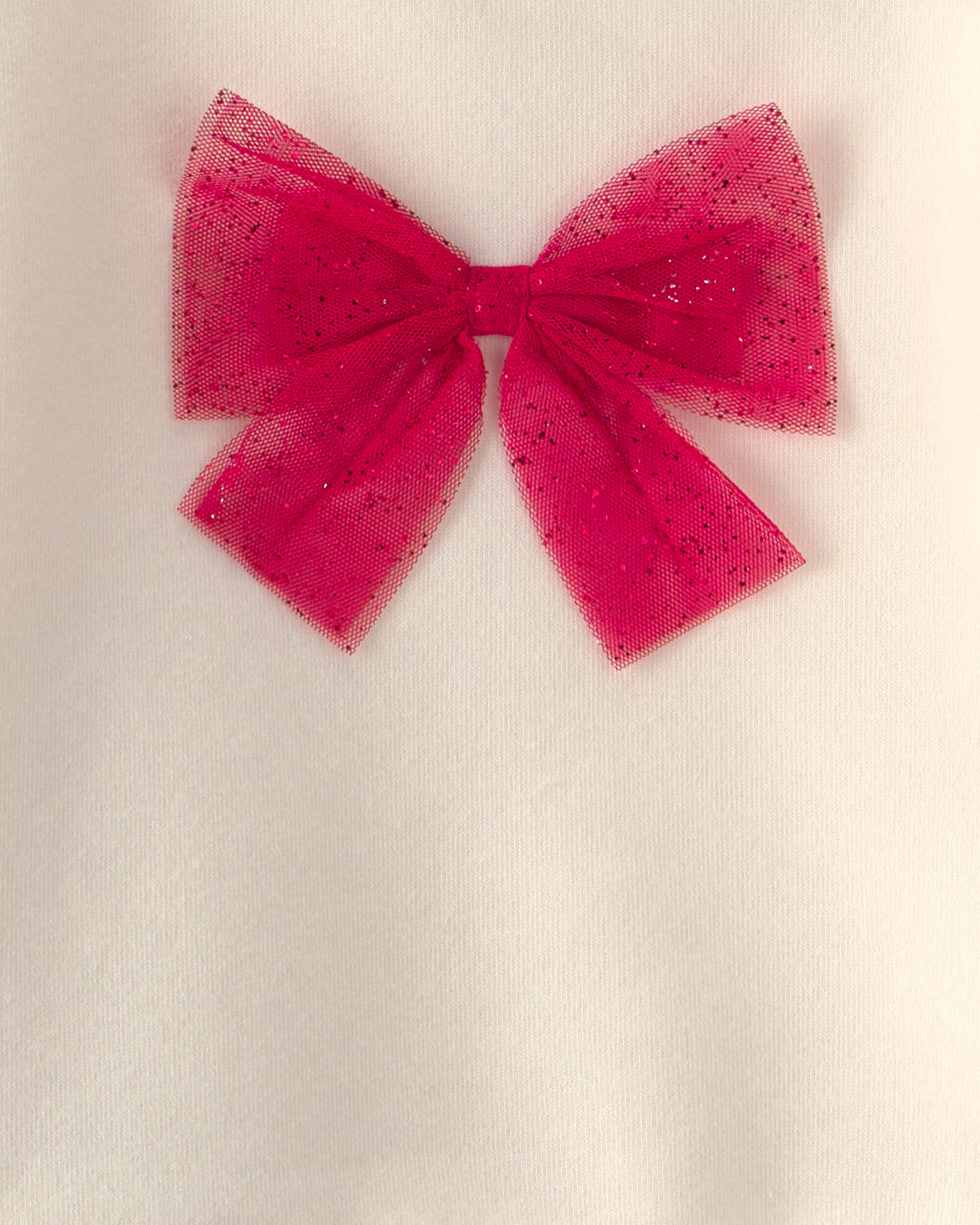 Baby Girl Tulle Bow Fleece Long-Sleeve Top & Skort Set - Cream/Red - Image 6