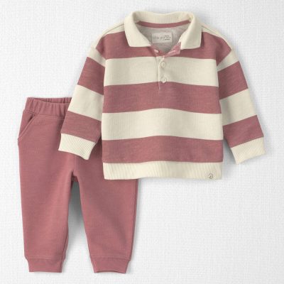 Baby Girl 2-Piece Organic Cotton French Terry Top & Pant Set