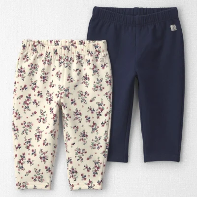 Baby Girl 2-Pack Recycled Fleece Bottoms Made with Organic Cotton