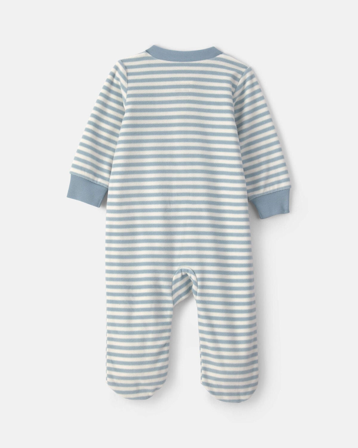 Baby Milk & Cookies Striped Fleece 2-Way Zip Sleep & Play Pajamas - Blue - Image 2