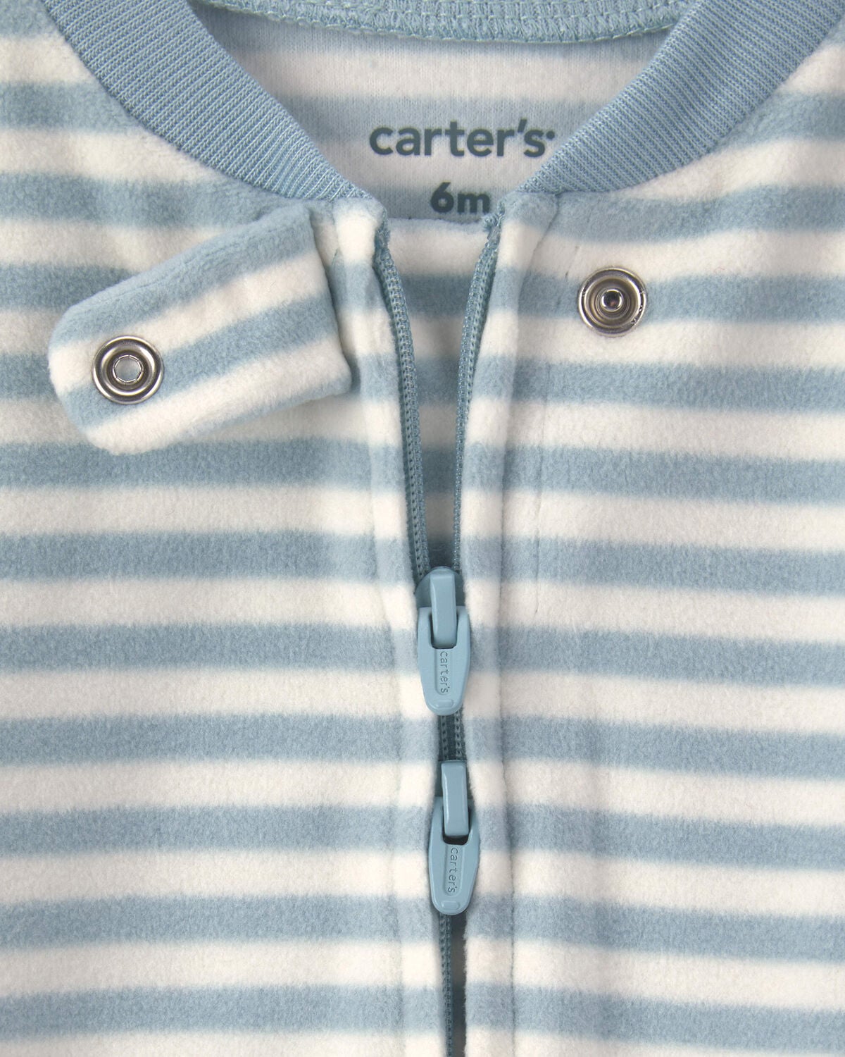 Baby Milk & Cookies Striped Fleece 2-Way Zip Sleep & Play Pajamas - Blue - Image 3