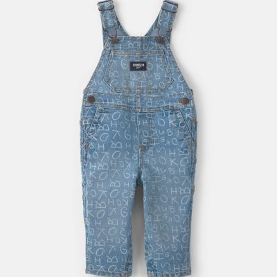 Baby Alphabet Overalls - Light Wash