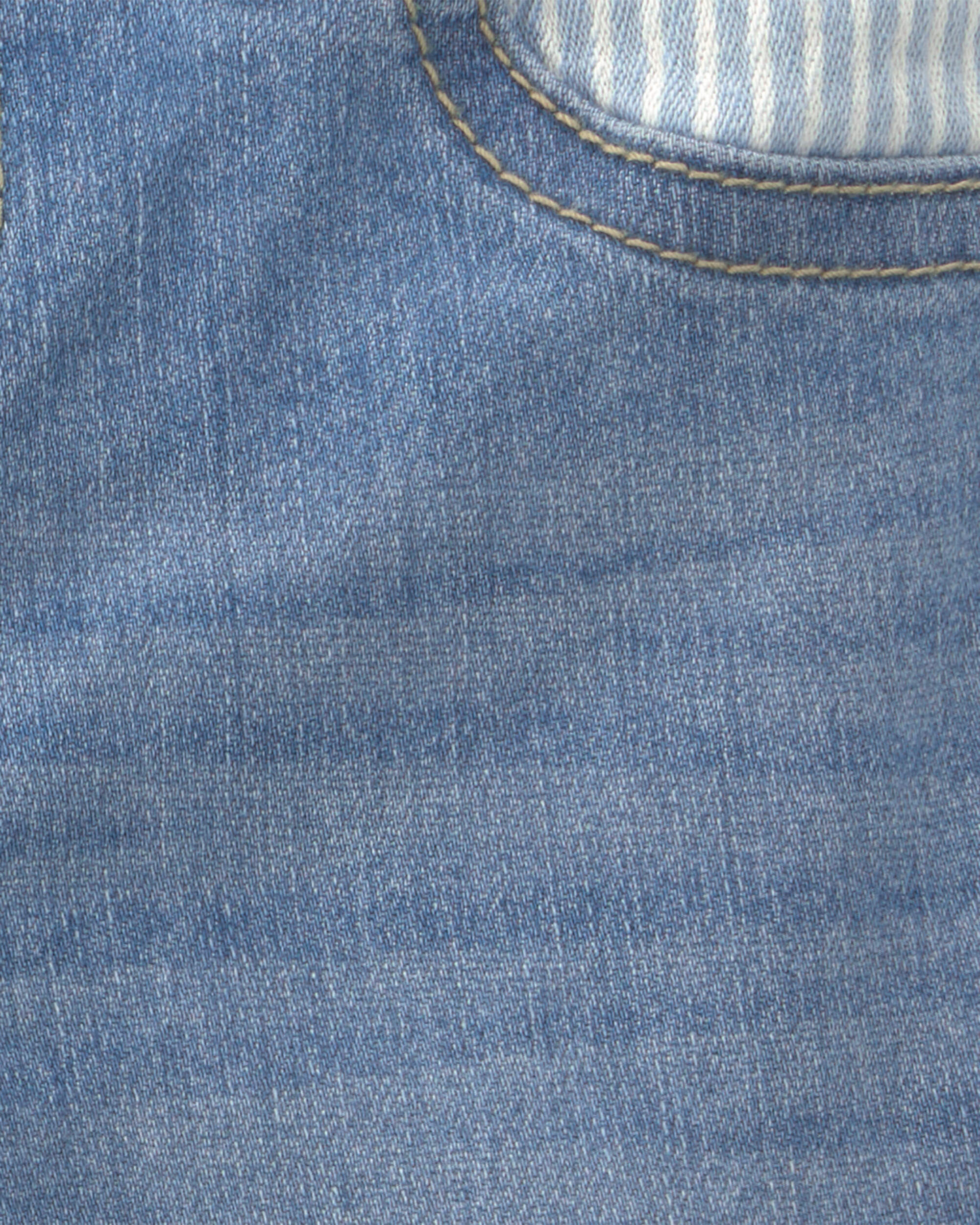 Baby Striped Pull-On Jeans- Light Wash - Image 4